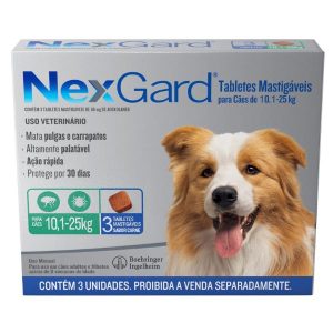 NexGard Antipulgas e Carrapatos para Cães de 10,1 a 25kg 3 tabletes