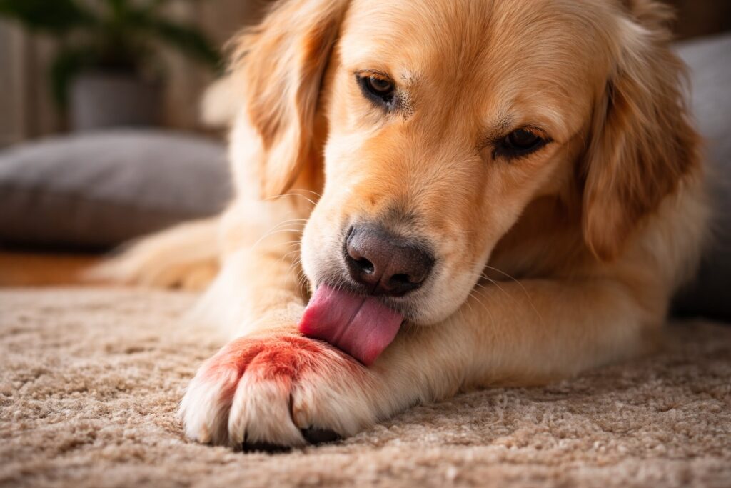 cachorro lambendo machucado