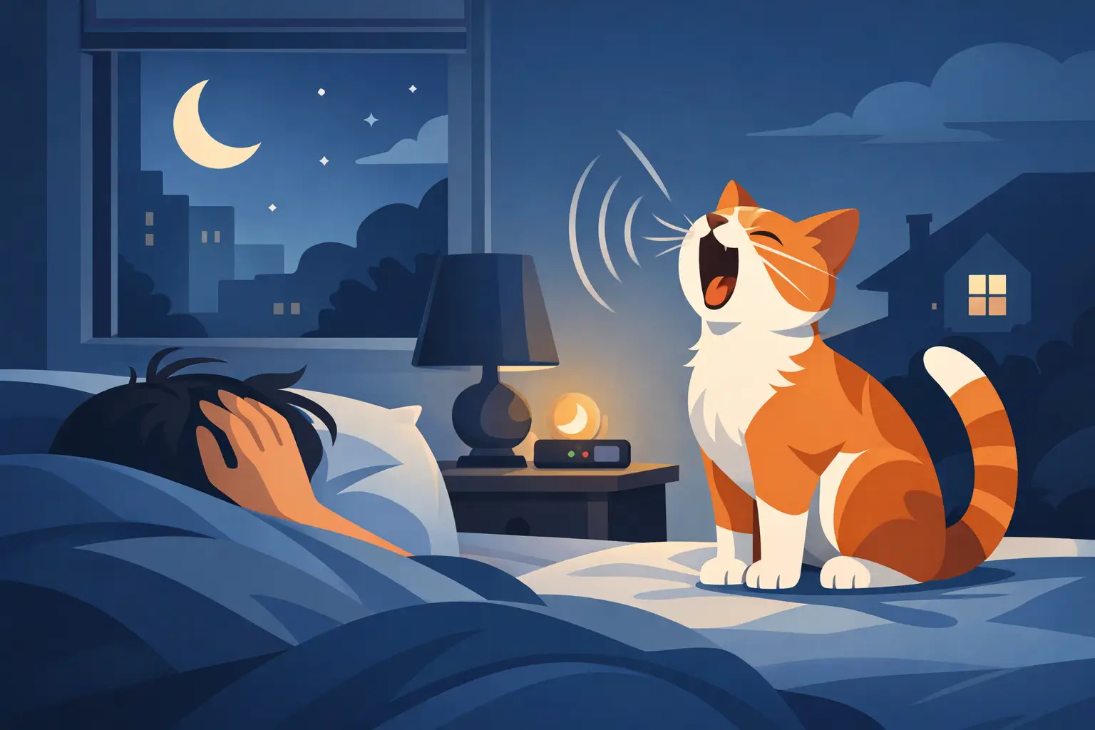 Por que meu gato mia alto de madrugada?
